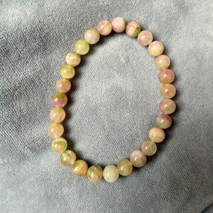 Pastel Watermelon Tourmaline Bracelet • 6.9mm Natural Round Beads